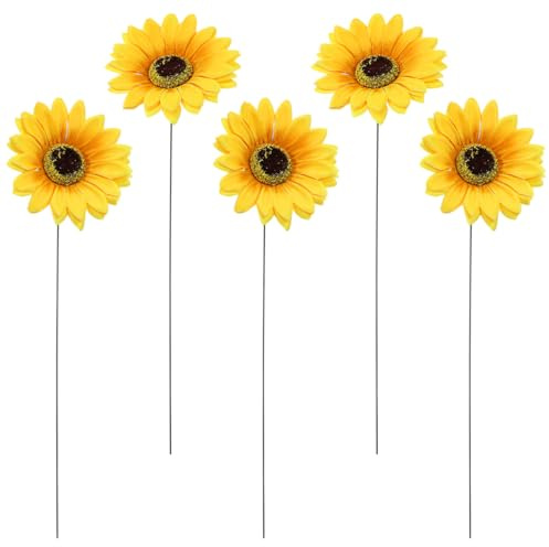 COHEALI Sonnenblumengartenpfahl 14X4 Zoll 5 Stück Gartenstecker Sonnenblume Deko Outdoor Gartendekoration Gartenblumen Schmuck Robust Und Wetterfest
