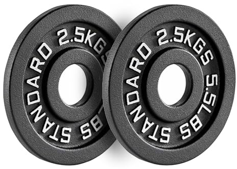 FK Sports Olympic Weight Plates, 2 Cast Iron Weights, Barbell Plates 2.5kg, 5kg, 10kg, 15kg, 20kg, 25kg, Durable Weight Plates for Home Gym & Fitness, Weight Set, Sold in Pair (A) 2 X 2.5KG)