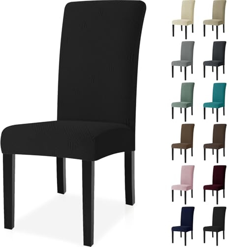 Ystyle Universal Stretch Stuhlhussen 4er Set, Schwarz | Stuhlbezug Elastisch Abnehmbarer, Hussen Für Stühle Waschbarer, Stuhlbezüge Chair Cover für Hotel Bankett Küche Restaurant