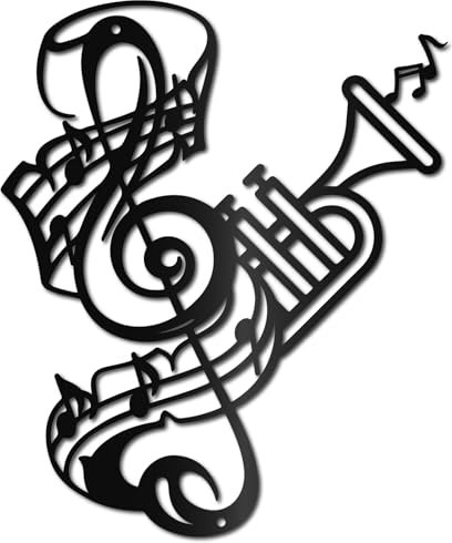 CREATCABIN Metal Musical Wall Decor Musical Note Wall Art Music Sculpture Wall Hanging Black Wall Decor Sign Modern Gift for Lover of Music Bedroom Living Room Classroom Office 11.8 x 9.8Inch