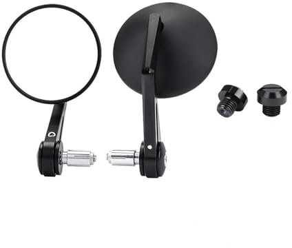 WKXTECZT Lenkerendenspiegel Für Ninja 400 Z650 Z750 Z800 Z900 Motorrad Lenkerendenspiegel Universal Rückspiegel 7/8 22 Mm Rückspiegel Seitenansicht am Lenker(Runder Spiegel)