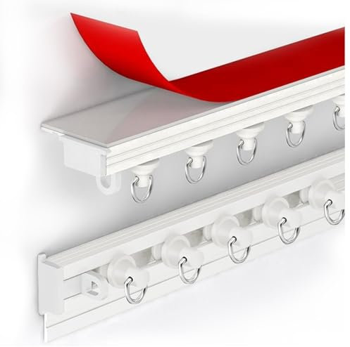 ZEINING Selbstklebende Vorhangschiene, Decke oder Wand Montage, Gardinenstange Ohne Bohren, Schiebevorhangstange Als Raumteiler Für Schlafzimmer Und Badezimmer(Weiß)