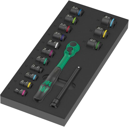 Wera 05150114001 9724 Schaumstoffeinlage 8010 B Zyklop Comfort Knarre Set 1, 3/8, 16-teilig