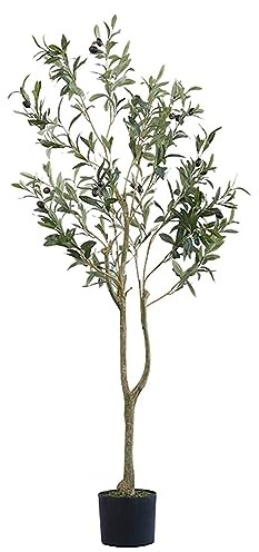 CAFIEDR Indoor Artificial Tree Olive Light Green Plants in Pot Large Fake Tree Plant for Home Office Decor Green Artificial Plants Artificial Tree