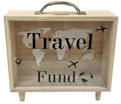 Récipient à épargne en bois transparent, réutilisable, boîte de gestion de l'argent, 20,8 x 6,8 x 20,8 cm pour couples, partenaires familiaux