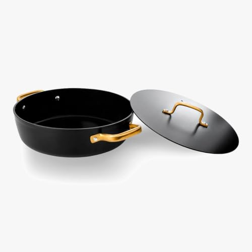 Arcos Serie Samoa Iconic | Cacerola Baja Antiadherente Cerámico 28 cm y 4,3 L | Aluminio Forjado | Apta cualquier cocina | Mango Acero Inoxidable | Color Negro | LIBRE DE (PFOA/PTFE/PFOS)