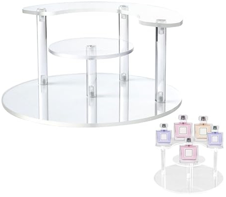 xyuayamz Parfüm Ständer, Acryl Parfüm Organizer, Parfum Aufsteller, Gestuftes Riser Parfümregal Dekorative, für Figuren Donut Cupcake Dessert Kosmetik Schmuck(1 Stück, Durchsichtig)