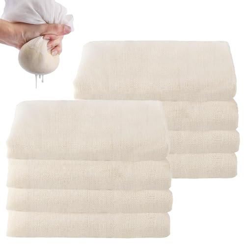 Lot de 8 serviettes réutilisables en mousseline pour la cuisine, 50 x 50 cm, pour le tofu, le fromage, le jus, le beurre