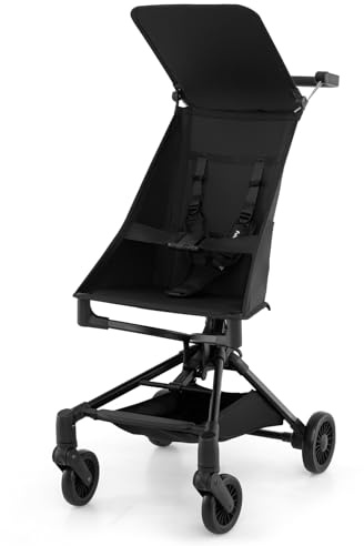 BABY JOY Lightweight Stroller, Compact Travel Stroller for Airplane with Easy One-Hand Fold, Adjustable Canopy, Storage Basket & All-Terrain Wheels for Toddlers 6-36 Months (Black)