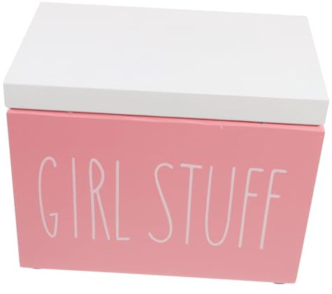 Holibanna Holz Aufbewahrungsbox Mit Deckel Für Badezimmer Sanitäre Produkte Staub Feuchtigkeitsschutz Großzügiger Stauraum Für Feminine Hygieneartikel Und Bürobedarf Rosa-weiß