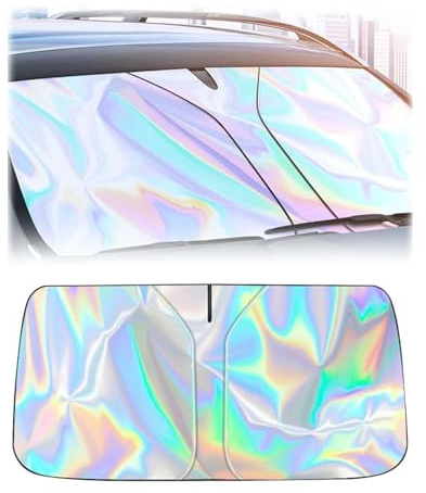Parabrezza Interno Ripiegabile Portatile, Parasole per Auto, Auto Pieghevole e Portatile Protezione dai raggi UV, 145*80 cm parabrezza anteriore laser - grandi dimensioni, adatto per berlina/SUV/MPV