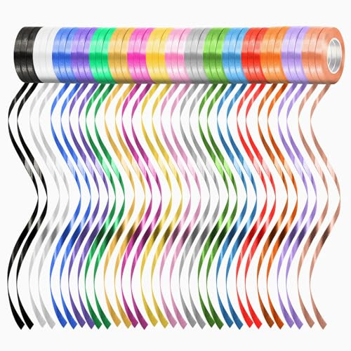 48 Rollen Geschenkband Ringelband in Bunten Farben, 5MM 10M je Rolle Geschenkbänder Schleifen in Geschenkverpackung Basteln und Verpacken Luftballons Schleifen Festliche Hochzeit Deko