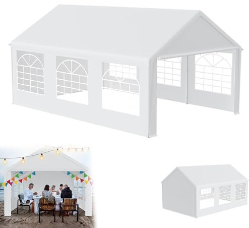 YRHome Carpa para fiestas premium de 4 x 6 m, con paneles laterales, resistente al agua, estable, resistente al invierno, ventana en paredes laterales, tienda de jardín, tienda de campaña grande