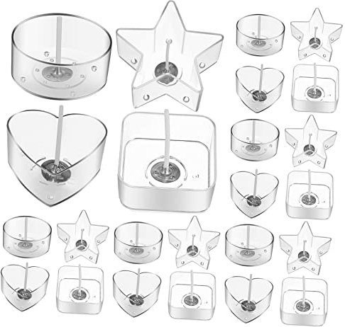 DOITOOL Set di Stampini per Candele Fai da Te in Plastica Trasparente con Stoppini Inclusi, Design Rotondo a Forma di Cuore per Creazione di Tealight Colorate e Stabile Combustione