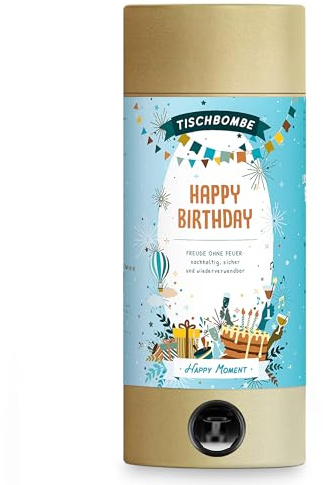 ARTOZ Tischbombe “Happy Birthday” - Wiederverwendbares Tischfeuerwerk ohne Feuer - Konfetti Kanone für Geburtstag - nachfüllbar für Kinder & Erwachsene - Glitzer Partyknaller Indoor