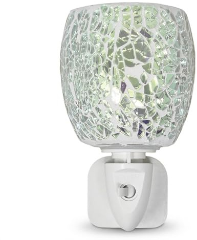 Aroma Wax Melter Silver Glass Mirrored Mosaic Plug-In Electric Lamp Home Fragrance Decoration Gift