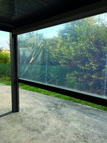 VERDELOOK | Tenda in PVC Trasparente a Caduta per Pergola Bioclimatica Atena 120, 3 Metri, Colore Grigio, Accessori per Pergola Bioclimatica, per Isolamento termico e Protezione Agenti Atmosferici