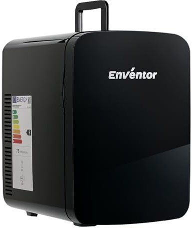 Enventor 15L Mini-Kühlschrank, 220V AC/ 12V DC, Schwarz | Minikühlschränke für Kosmetik, Gaming, Heiz- und Kühlmodi, Tragbare Leise Kühlschrank