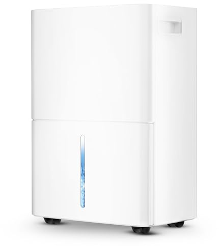 Luftfuktare 16L/Dag, Automatisk Fuktabsorber, Portabel Kompressor Fuktare, Minuter 1-24h, med universalhjul och 1 m dräneringsslang perfekt för lägenhet, källare, badrum energieffektiv