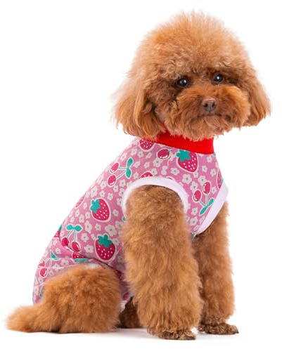 PLUSHCEWT Dog Recovery Suit,Recovery Suit for After Surgery Male/Female Dogs,Anti-Licking Puppy Medical Surgical Suits,Cone E-Collar Alternative Pet Vest,Dog Abdominal Wounds Protector (Cherry, XL)