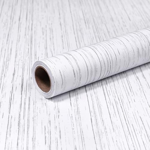 MeenJewe White Wallpaper 40 x 300 cm Peel and Stick Wallpaper Self-Adhesive Contact Paper Waterproof Vinyl Removable Wall Paper for Bedroom,Cabinets,Living Room,Shelf Liner
