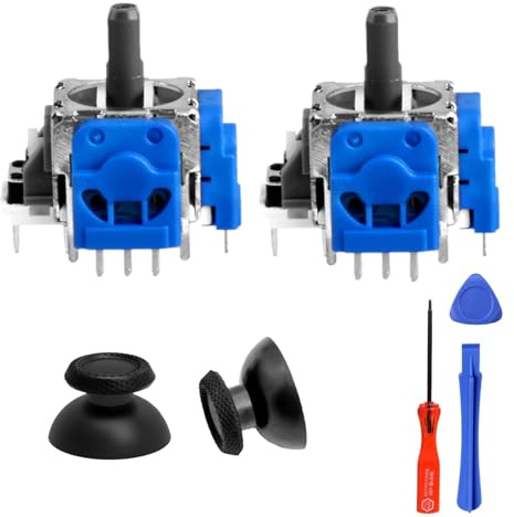 2 Stück Magnetisches Joystick Modul für PS5 DualSense Edge 2K3Ω Hall Effect Ersatz Sensor Analogstick für Play Station 5 Controller mit Montagesatz Thumb-Kappen für PS5 Gamer Reparatur No Drift