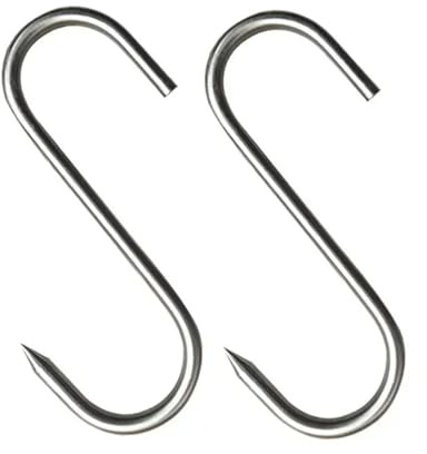ZHSOAO 100 ganchos en forma de S acero inoxidable con punta afilada for colgar utensilios carne, ropa y carnicería, cocina repostería para Procesamiento de Carne