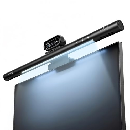 4K Webcam for PC with Microphone&Light,4-in-1 Web Cam with Speaker,Dual Noise-Canceling Mics, Privacy Shutter Computer Camera HDR Auto Light Correction USB Plug-and-Play for Zoom, Teams, Twitch