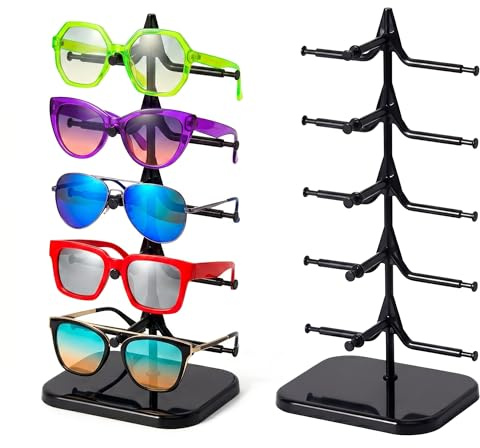 Zevmi 2 Stück Brillenhalter Brillenständer für 5 Brillen Rack: Brillenständer für Mehrere Brillen aus Acryl zur Aufbewahrung und Präsentation im Brillengeschäft oder Zuhause (Stil 2)