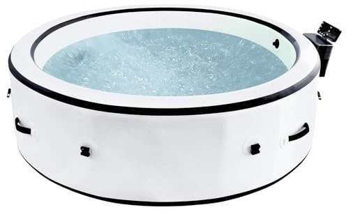 Runder whirlpools Aufblasbar Für Den Außenbereich, 4-6 Personen Energieeffizientes Tragbares Spa, Rund 206x71cm, Schnellheizung 104°F, mit 150 Luftdüsen für Terrasse Garten und Außenbereich
