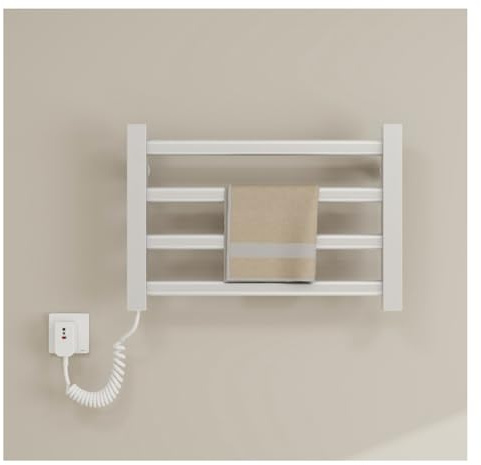 Portasciugamani riscaldato, scaldasalviette elettrico da parete con temperatura costante, 4 bar, ideale per asciugare il bagno, efficienza di riscaldamento a 55 gradi