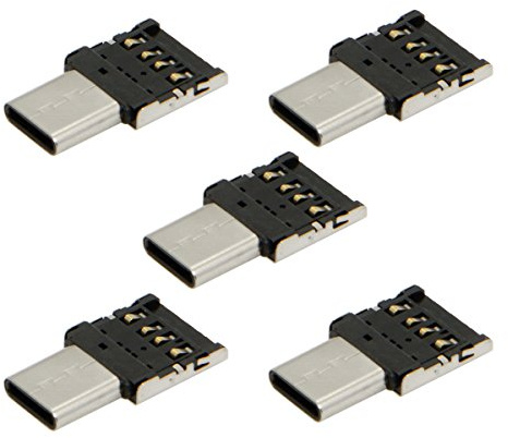 JSER Confezione da 5 adattatori Ultra Mini Type-C USB-C a USB 2.0 OTG per cellulari, tablet, cavi USB e chiavette USB.