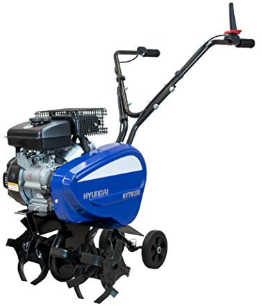 Hyundai Motoazada Gasolina HY-HYTw300 – Motor 99cc 2HP – 42cm Ancho Trabajo con 24 Fresas Ø – Embrague por Correa – Transmisión por Cadena Desmontable – Cultivador Huerto y Jardín