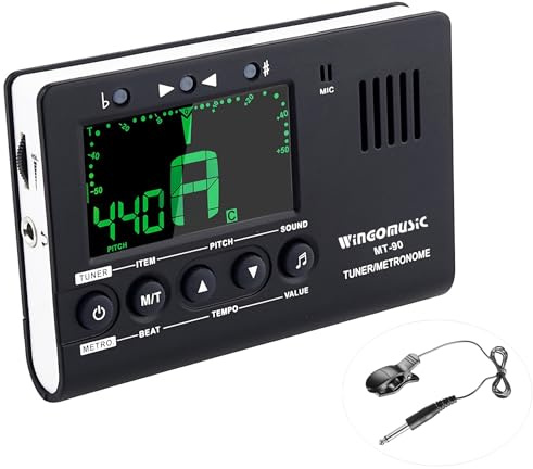 WINGO Digital Metronome, Tuner and Tone Generator - 3 in1 Device（Black)-for Chromatic, Guitar, Bass, Ukulele, Violin-Battery Included