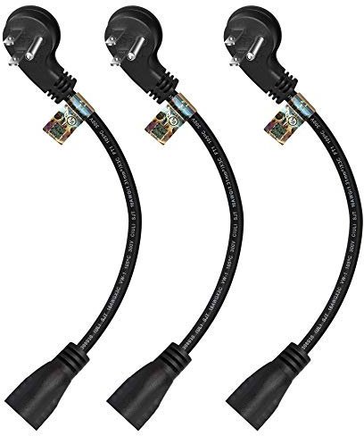 Short Extension Cord 1 Ft 12 Inches, 16AWG 3 Prong Male to Female - Flat Plug Short Indoor and Outdoor Extension Cord- Power Extension Cord Black- Small Heavy Duty Extension Cable- Luxury Office