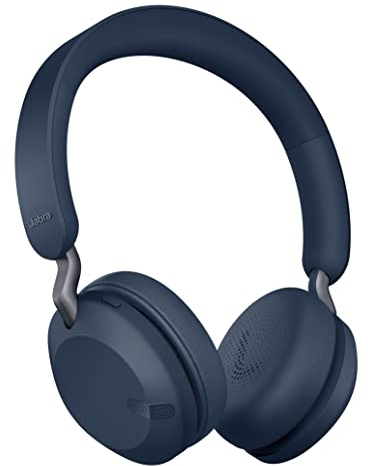 Jabra Elite 45h Cuffie On-Ear Wireless, Cuffie sovraurali solide, pieghevoli e con autonomia della batteria pari a 50 ore, 2 microfoni per le chiamate, Blu marino