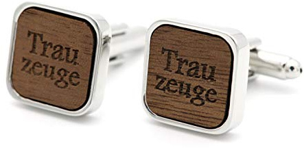 NaturSchatulle Manschettenknöpfe Herren Holz mit Gravur 1 Paar Silber Manschettenknopf Eckig Hochzeit Anzug Männer Cufflinks for Men