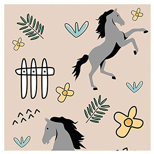 murando - Tapete selbstklebend 10m Wandtattoo dekorative Möbelfolie Dekorfolie Fotofolie Panel Wandaufkleber Wandposter Wandsticker - Kinderzimmer Tier Pferd Blätter Blumen g-B-0210-j-a