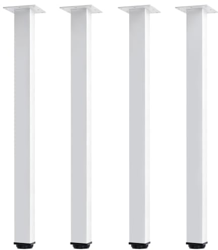 QLLY 70cm/27.5 inch Adjustable Metal Desk Legs, Square Office Table Furniture Leg, Set of 4 (70 cm, White)