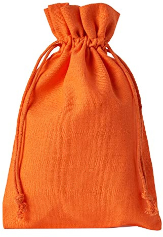 | 6 Baumwollsäckchen,Stoffsäckchen in Größe 20x12 cm mit Baumwollkordel, Geschenksäckchen, Ostern, Halloween, Adventskalender (Orange)