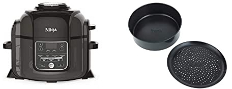 Ninja Foodi Multikocher [OP300EU] Tender-Crisp-Technologie, Schwarz und Grau & 4026J300EUK Foodi 2-teiliges Antihaft-Backformen-Set Bakeware, Ceramic-Coated, Black