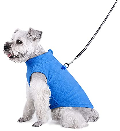 Hundepullover für kleine Hunde, weiches Fleece, für Welpen, Kätzchen, mit Reißverschluss, Winterkleidung, warme Jacke, Mantel, Kleidung, Haustier-Pyjama, T-Shirt für Sphynx, Brustumfang 50 cm, Blau