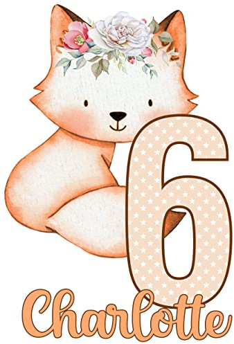 MissRompy Geburtstag DTF Bügelbild Fuchs (668) für dunkle und helle Stoffe mit/ohne Zahl groß Aufbügler Jahreszahl Dinos Bügelbilder Applikation Aufbügelbild