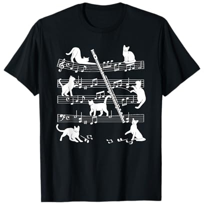 Querflötist Katzen für katzenliebenden Querflöte Spieler T-Shirt