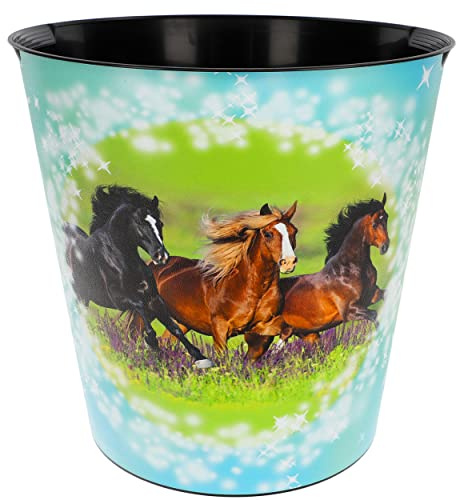 alles-meine.de GmbH Papierkorb/Mülleimer Pferde 10 Liter - wasserdicht - aus Kunststoff - Ø 28 cm - Eimer - Spielzeugkorb/Popcornschüssel/großer Mülleimer - auch als Bl..
