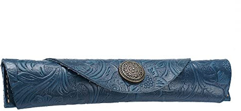 DONGKER Federmappe Leder, Vintage Stifterolle, 18cm Längen, Retro Stiftemappe Stifteetui Federtasche Pencil Case Federmäppchen für Studenten, Büro, Erwachsene, Teenager, Künstler