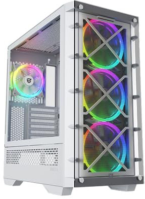 Nfortec Draco X Torre Gaming E-ATX con 4 Ventiladores A-RGB, Frontal mallado, Vidrio Templado y controladora PWM - Color Blanco