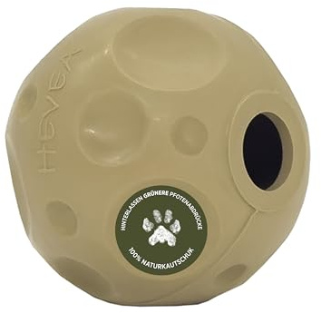 Hevea Moon Ball 2-in-1 Dog Activation & Fetch Toy - Natural Rubber Dog Treat Ball - Active Rolling Ball Dog Toy for Sore Gum Relief (Hunter Green) (Jägergrün)