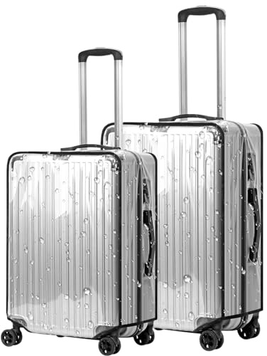 Kofferschutzhülle 2 Stück Kofferhülle 24+26 Zoll Transparente Kofferüberzug PVC Kofferschutz Wasserdicht Staubdicht Schwarze Rand Koffer Schutzhülle Koffer-Abdeckungen (24+26 Zoll)