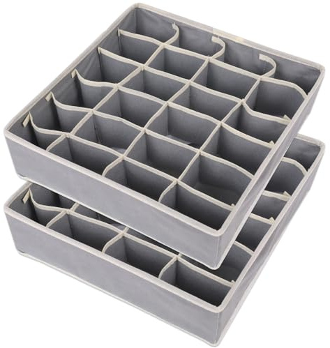 Aufbewahrungsboxen für Socken und Unterwäsche, 2 Stück Zellen Faltbare Boxen Faltbox, Drawer Dividers Schubladen Organizer Stoffboxen zum Aufbewahren von Socken Hanfasche